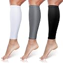 Sintege 3 Pairs Calf Compression Sleeves Women Men, L, Black,White,Gray