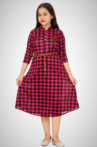 sinthia ventures girls below knee casual dress pink 34 sleeve
