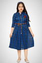 Sinthia Ventures Girls Below Knee Casual Dress (Blue, 3/4 Sleeve)