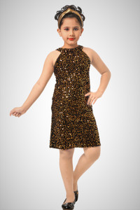 sinthia ventures girls midiknee length party dress gold sleeveless