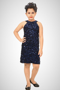 sinthia ventures girls midiknee length party dress blue sleeveless