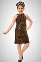 Sinthia Ventures Girls Midi/Knee Length Party Dress (Gold, Sleeveless)