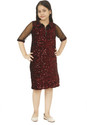 Sinthia Ventures Girls Midi/Knee Length Party Dress (Dark Blue, 3/4 Sleeve)