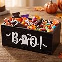 Sintuff Halloween Wooden Candy Bowl Trick or Treat Serving Dish, Boo