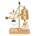 Siphon Coffee Maker, 400ML/13.53oz Belgian/Belgium Family Balance Coffee Siphon Brewer, Retro Manual Syphon Coffee Brewer Caffeic Machine for Offices Lounge Bars (Gold)