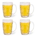 Sipologie Classic Stein Beer Mug 330ml, Set of 4 - Timeless Stein Design for Traditional Beer Lovers - Perfect for Gifting, Transparent