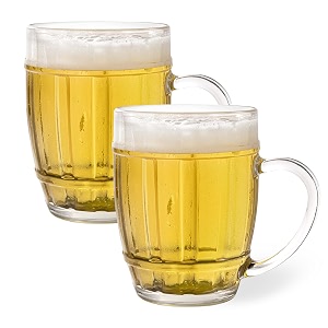 sipologie happy hour beer mug 350ml set of 2 - fun and modern design for every beer occasion - ideal for gifting transparent grid