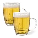 Sipologie Happy Hour Beer Mug 350ml, Set of 2 - Fun and Modern Design for Every Beer Occasion - Ideal for Gifting, Transparent (Grid)