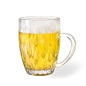 Sipologie Happy Hour Beer Mug 350ml, Set of 4 - Fun and Modern Design for Every Beer Occasion - Ideal for Gifting, Transparent (Wave)