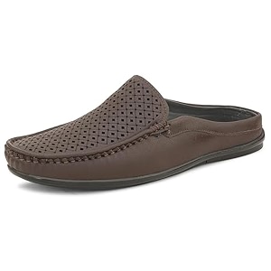 SIR CORBETT Leather Back Open Mule Loafers
