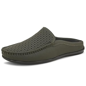 SIR CORBETT Leather Back Open Mule Loafers