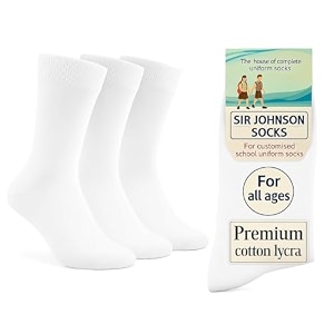 Sir Johnson Socks White School Socks for