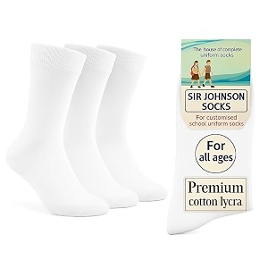 Sir Johnson Socks White School Socks for