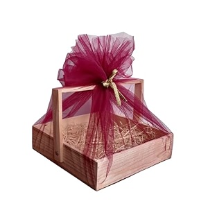 siridecore wooden basket hamper for gift decoration empty decorations pine wood gifting  fancy handmade ideal square basket box 10x10x2 inch pack of 1 full decorated