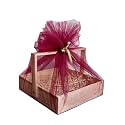Siridecore Wooden Basket Hamper For Gift Decoration Empty Decorations Pine Wood Gifting | Fancy Handmade Ideal (Square Basket) Box 10X10X2 Inch Pack Of 1 Full Decorated)