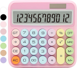 siridhi colorful calculatormechanical calculator cute 12 digit large lcd display big round button calculatoreasy to pressfor school office business home financial  calculator