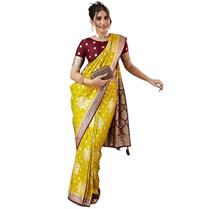 SIRIL Womens Banarasi Silk Saree Jacquard Weaving