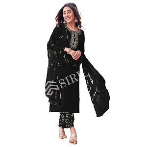 SIRIL Womens Cotton Blend Embroidery Kurta Pant