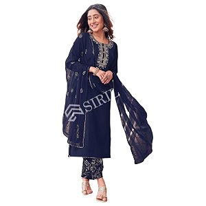 SIRIL Womens Cotton Blend Embroidery Kurta Pant