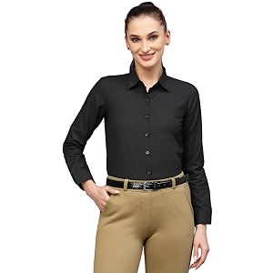 SIRIL Womens Cotton Formal Black Long Sleeve