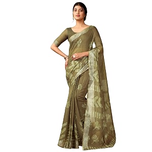 siril women39s cotton linen printed readymade saree 1 minute ready to wear saree with unstitched blouse piece