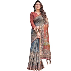 SIRIL Womens Cotton Linen Printed Handloom Saree