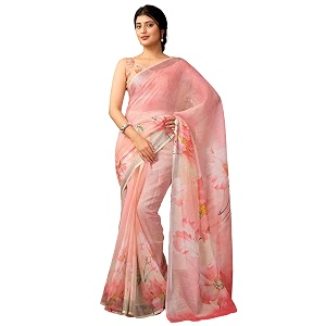 siril women39s cotton linen printed readymade saree 1 minute ready to wear saree with unstitched blouse piece