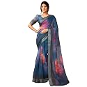 SIRIL Women's Cotton Linen Printed Readymade Saree 1 Minute Ready to Wear Saree With Unstitched Blouse Piece