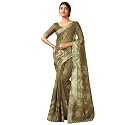 SIRIL Women's Cotton Linen Printed Readymade Saree 1 Minute Ready to Wear Saree With Unstitched Blouse Piece