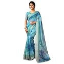 SIRIL Women's Cotton Linen Printed Readymade Saree 1 Minute Ready to Wear Saree With Unstitched Blouse Piece