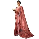 SIRIL Women's Cotton Linen Printed Readymade Saree 1 Minute Ready to Wear Saree With Unstitched Blouse Piece