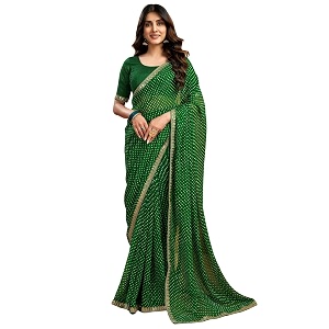 siril women39s georgette bandhani printed saree with unstitched blouse piece