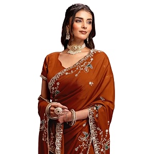SIRIL Womens Georgette Embroidery Saree With Unstitched