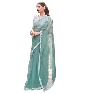 SIRIL Womens Lace Peral Work Saree