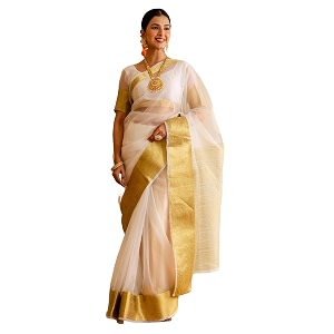 SIRIL Womens Pongal Special Organza Weaving Onam