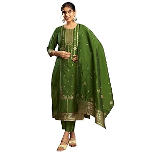 SIRIL Womens Rayon Viscose Banarasi Jacquard Straight