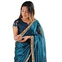 SIRIL Women39s Shimmer Chiffon Lace Border Saree
