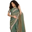 SIRIL Women39s Shimmer Georgette Scalloped Border Sequins