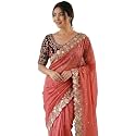 SIRIL Women39s Shimmer Georgette Scalloped Border Sequins