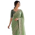SIRIL Women39s Shimmer Georgette Scalloped Border Sequins