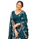 SIRIL Women39s Shimmer Georgette Embroidery amp Scalloped