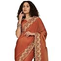 SIRIL Women39s Shimmer Georgette Scalloped Border Sequins