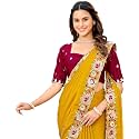 SIRIL Women39s Shimmer Georgette Scalloped Border Sequins