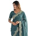 SIRIL Women39s Shimmer Georgette Scalloped Border Sequins