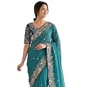 SIRIL Women39s Shimmer Georgette Scalloped Border Sequins
