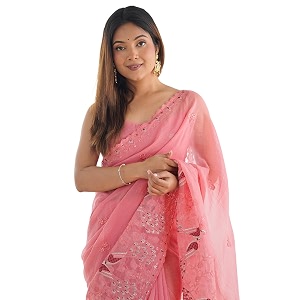 SIRIL Womens Silk Blend Sequence Embroidery Saree