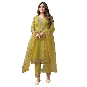 SIRIL Womens Rayon Viscose Sequence Embroidery Work