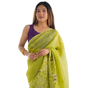 SIRIL Womens Silk Blend Sequence Embroidery Saree