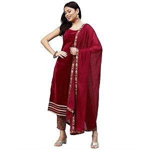 SIRIL Womens Velvet Solid Straight Kurta Set