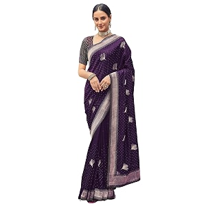 SIRIL Womens Vichitra Silk Embroidery Stone Work